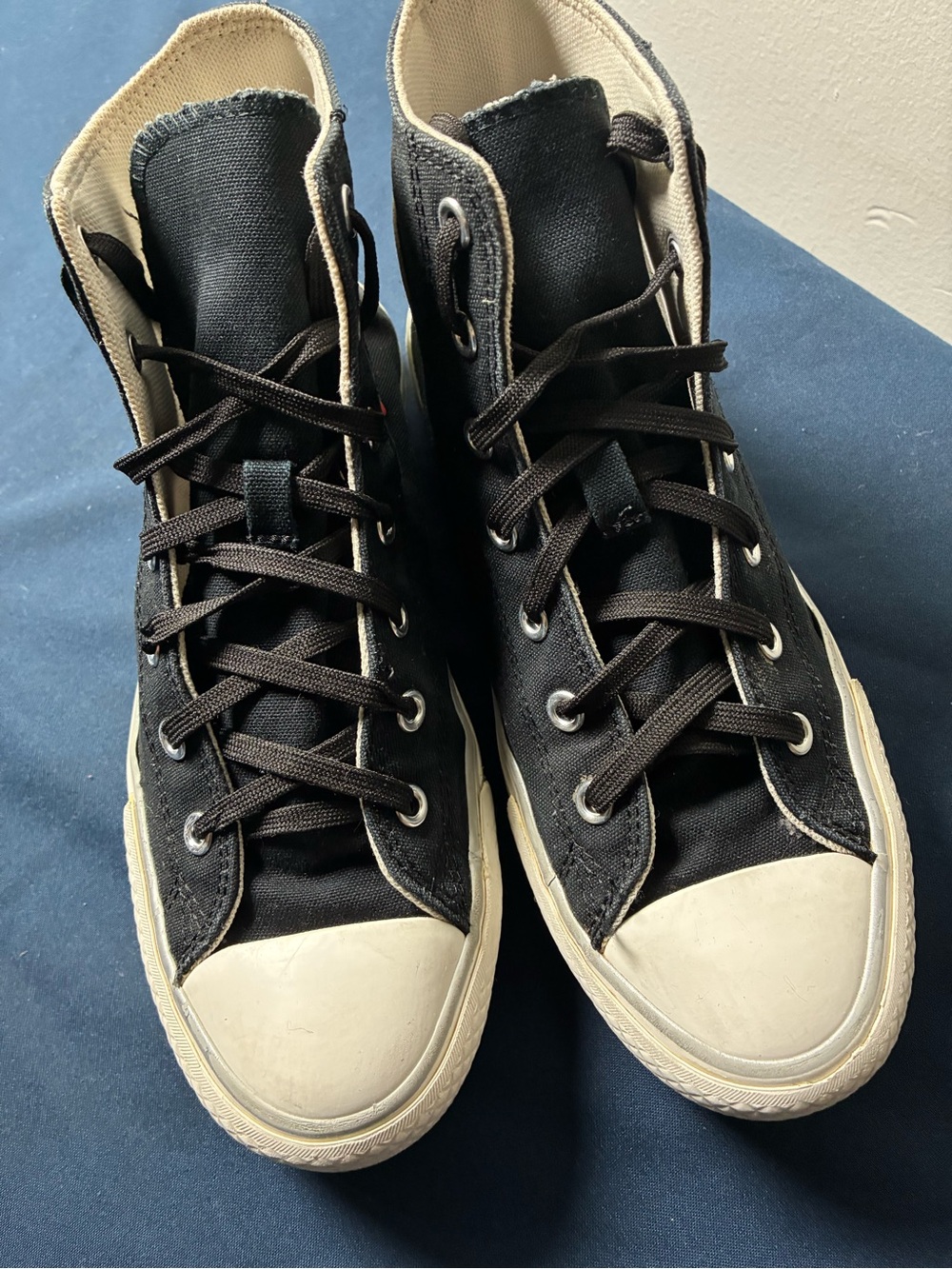Converse Black High-Top Sneakers with White Toe and Sole